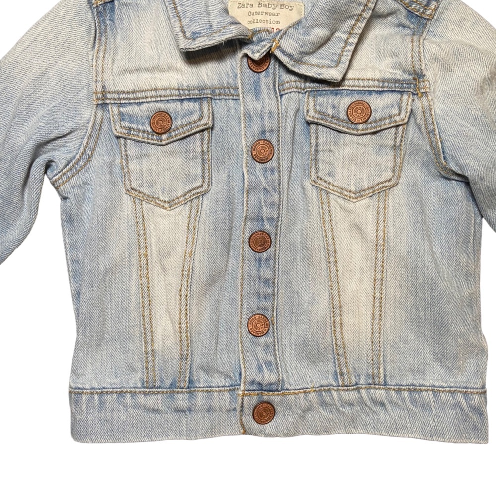 Zara Baby Boy Jean Jacket 9-12 Month light wash snaps lightweight - Picture 4 of 4